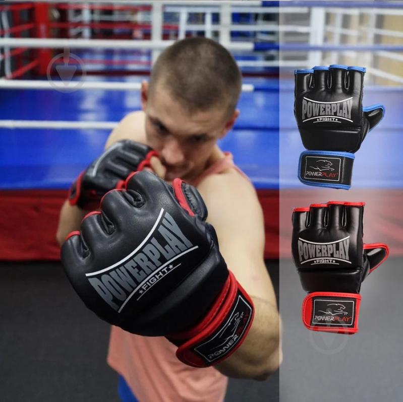 Перчатки для MMA PowerPlay р. L PP_3058 черный с синим - фото 8 Перчатки для MMA PowerPlay р. L PP_3058 черный с синим - фото 8