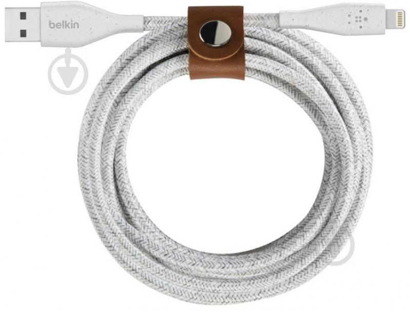 Кабель Belkin DuraTeк Plus Lightning to USB-A Cable with Strap 3 м белый (F8J236BT10-WHT) - фото 2