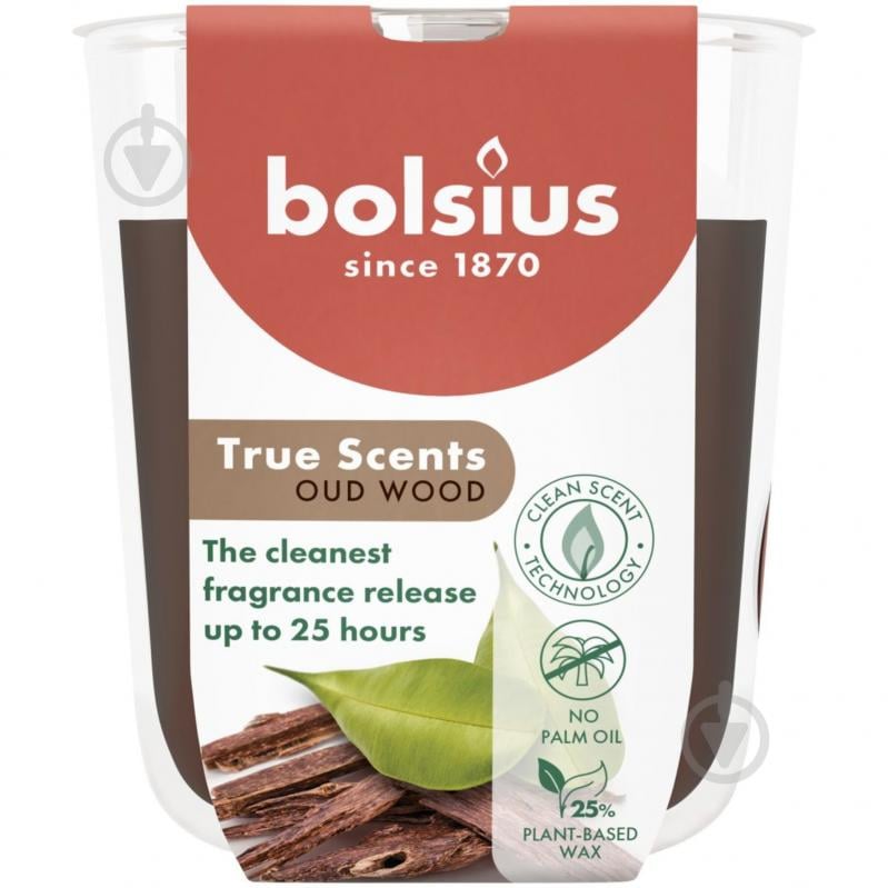 Свеча ароматическая Bolsius TRUE SCENTS в стекле 80/73 аромат Агаровое дерево - фото 1