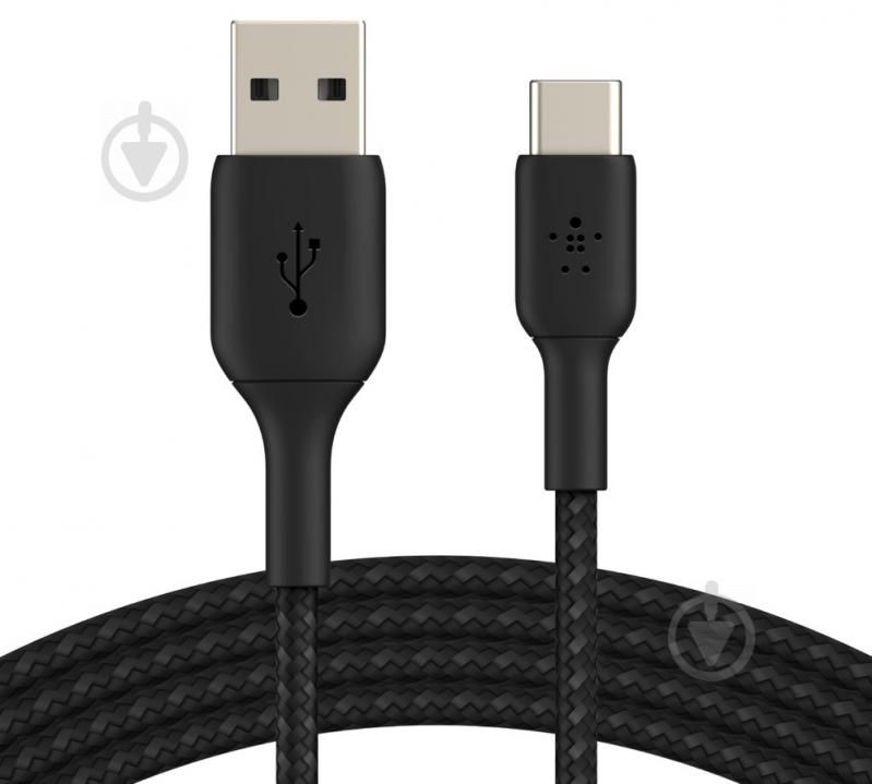 Кабель Belkin Braided USB-C to USB-A Cable 1 м черный (CAB002BT1MBK) - фото 1