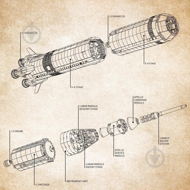 Конструктор LEGO Ideas Ракетно-космическая система НАСА Сатурн-5-Аполлон 92176 - фото 10