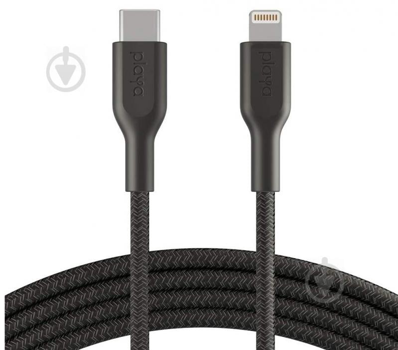 Кабель Belkin Playa Braided USB-С — Lightning 1 м чорний (PMBK1004BT1MPBB) - фото 1