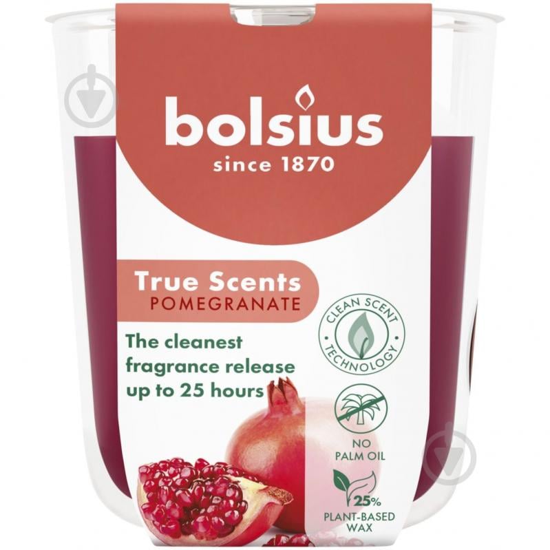 Свеча ароматическая Bolsius TRUE SCENTS в стекле 80/73 аромат Гранат - фото 1