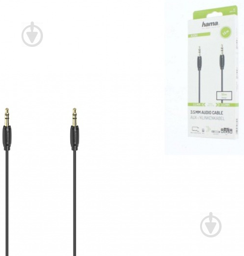 Кабель Hama 3.5 mm Jack - 3.5 mm Jack Stereo Gold 1,5 м чорний (00205118) - фото 2