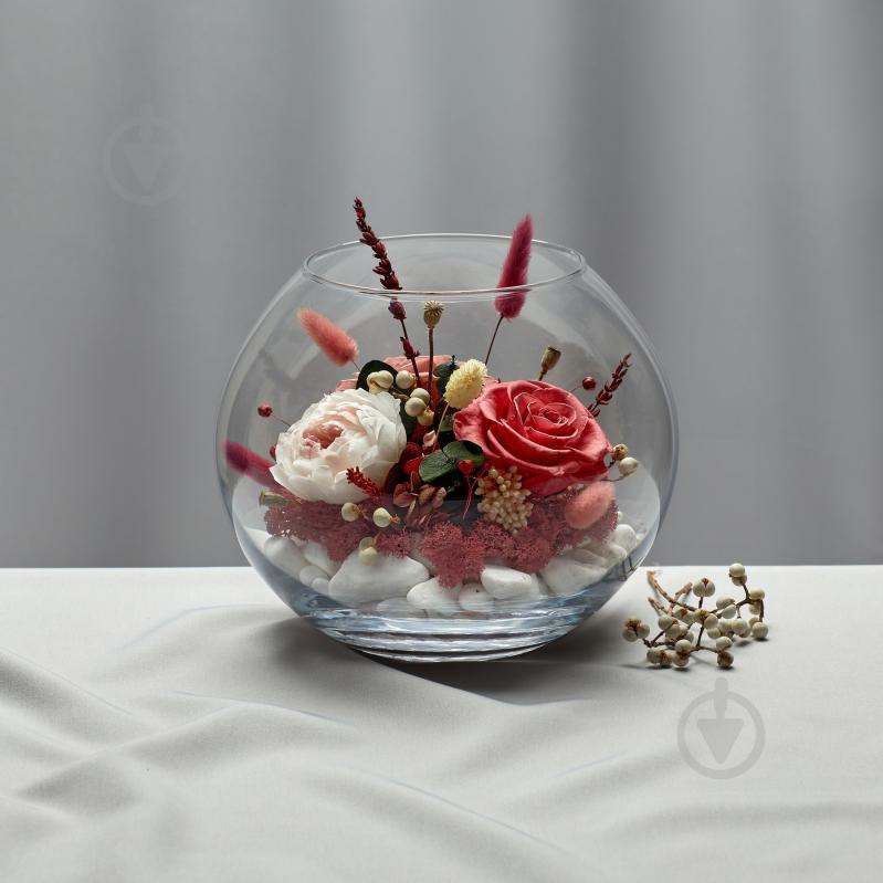 Композиция интерьерная Бургунди (с живыми стабилизированными цветами) в вазе FL.1.75 - фото 1