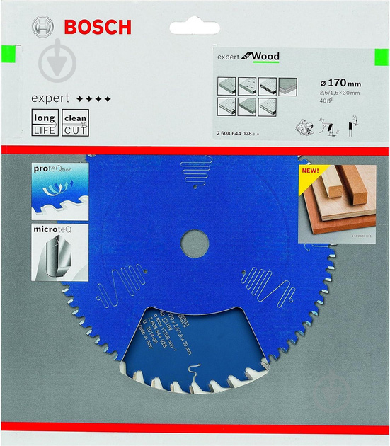 Пиляльний диск Bosch Expert for Wood 170x30x2,6 Z40 2608644028 - фото 2