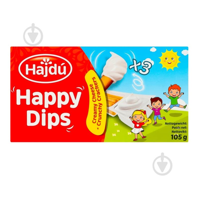 Сыр Hajdu «Happy dips» с хлебными палочками Грисини 35% 105 г (35г*3шт) - фото 1