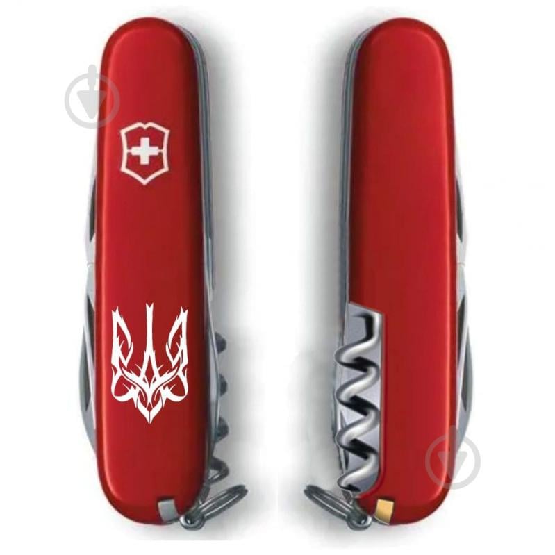 Нож швейцарский Victorinox SPARTAN UKRAINE Трезубец готический белый (12 инстр) Vx13603_T0630u - фото 2