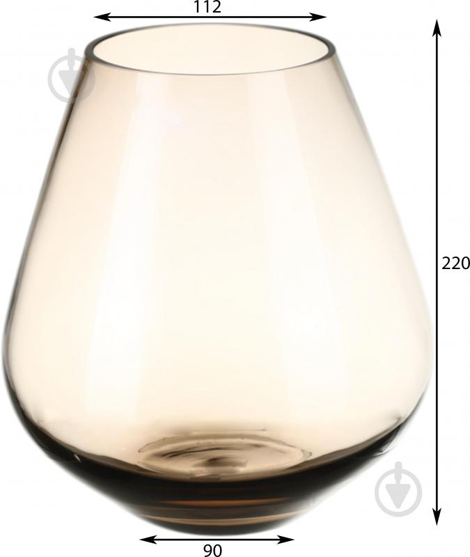 Ваза скляна Wrzesniak Glassworks Optic 22 см коричнева 17-9493A - фото 2