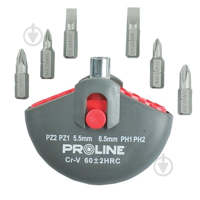 Набор бит Proline 1/4'' (держатель магнитный) CrV 7 шт. 10697 - фото 1