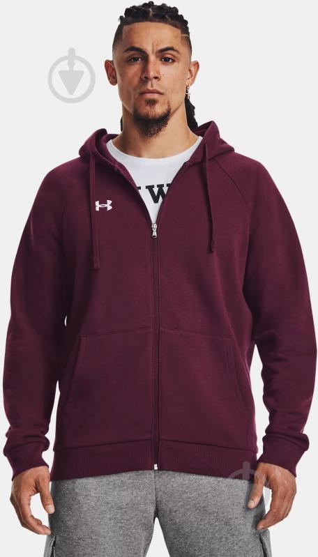 Джемпер Under Armour UA Rival Fleece FZ Hoodie 1379767-600 р.L бордовый - фото 1