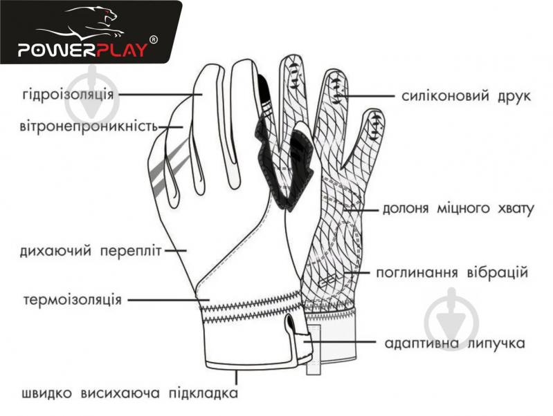 Велоперчатки PowerPlay 6556A XXL зеленый - фото 4