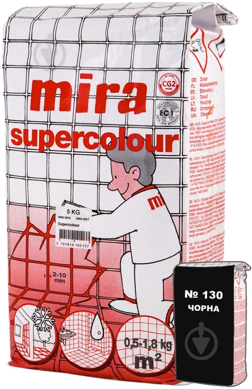 Затирка для плитки Mira Supercolour 130 5 кг черный - фото 1