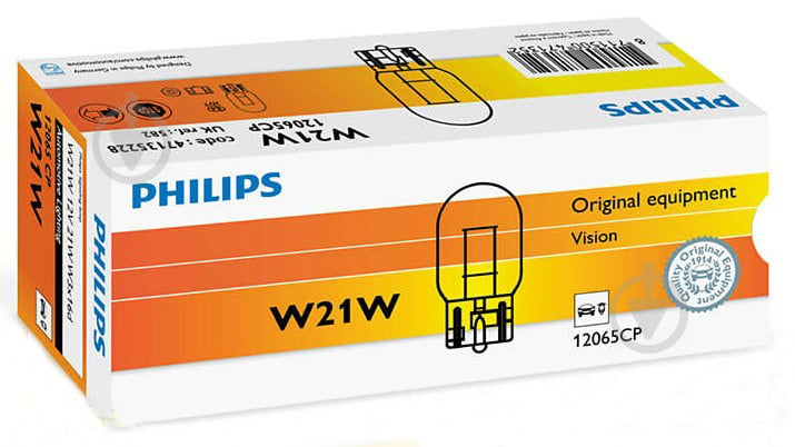 Автолампа розжарювання Philips Vision W21W 21 Вт 1 шт.(47135228) - фото 2