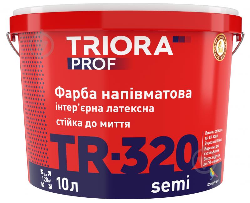 Краска латексная водоэмульсионная Triora TR-320 semi полумат белый 3 л - фото 1