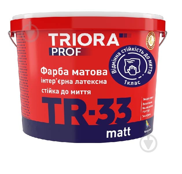 Краска латексная водоэмульсионная Triora TR-33 matt мат белый 1 л - фото 1