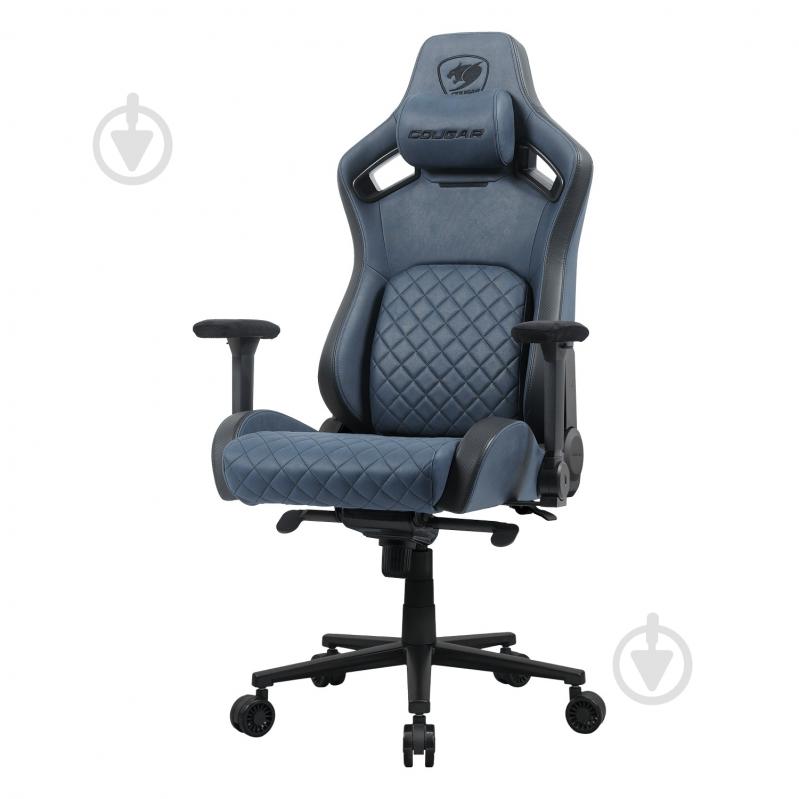 Крісло ігрове Cougar DEFENSOR S Navy Blue F, дихаюча тканина, сталевий каркас синій - фото 3