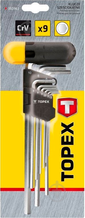 Набір ключів шестигранних Topex HEX 1.5-10 мм 35D962 - фото 2 Набір ключів шестигранних Topex HEX 1.5-10 мм 35D962 - фото 2