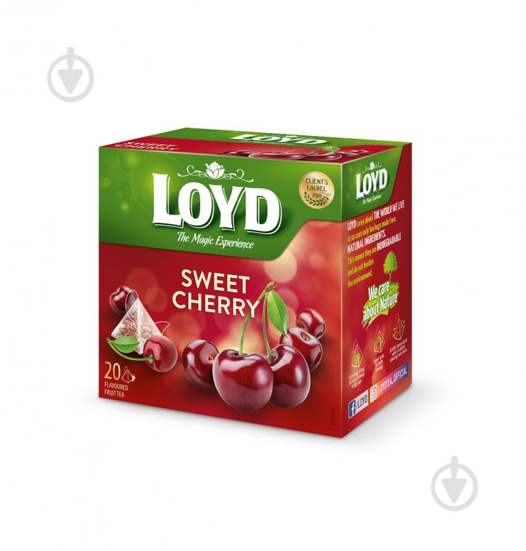 Чай ягідний Loyd Зі смаком вишні 40г (20 пірамідок) 20 шт. 40 г - фото 1
