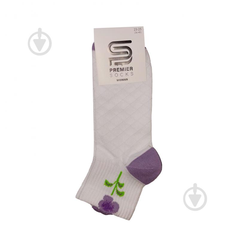 Носки женские Premier Socks ажурные с цветком р.23-25 белый с сиреневым и зеленым - фото 1