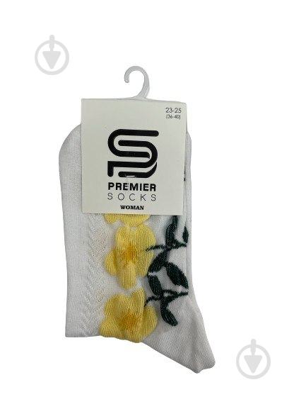 Шкарпетки жіночі Premier Socks ажурні квіти р.23-25 білий - фото 1