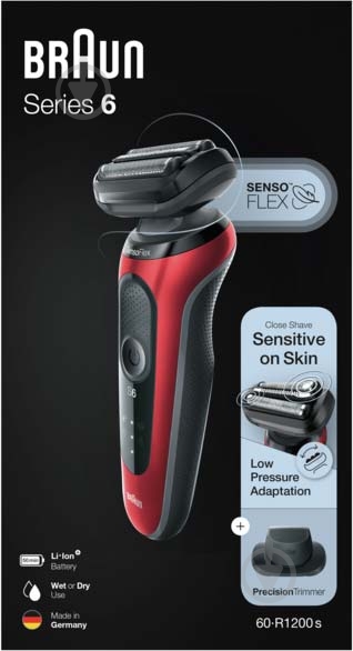 Электробритва Braun Series 6 60-R1200s RED / BLACK - фото 7