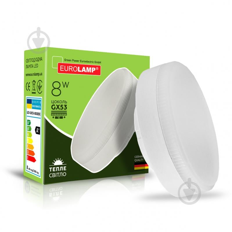 Лампа світлодіодна Eurolamp 8 Вт матова GX53 175 В 3000 К LED-GX53-0830(N) - фото 1