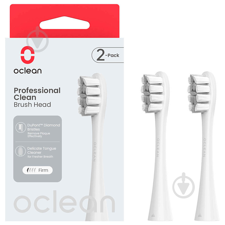 Насадки для електричної зубної щітки Oclean Brush Head Professional clean -2 pack Grey - фото 1