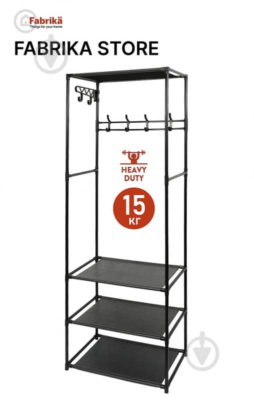Вешалка-стойка для одежды Fabrika FK-WH3012 STORE с полками 54x36x170 см черный - фото 2