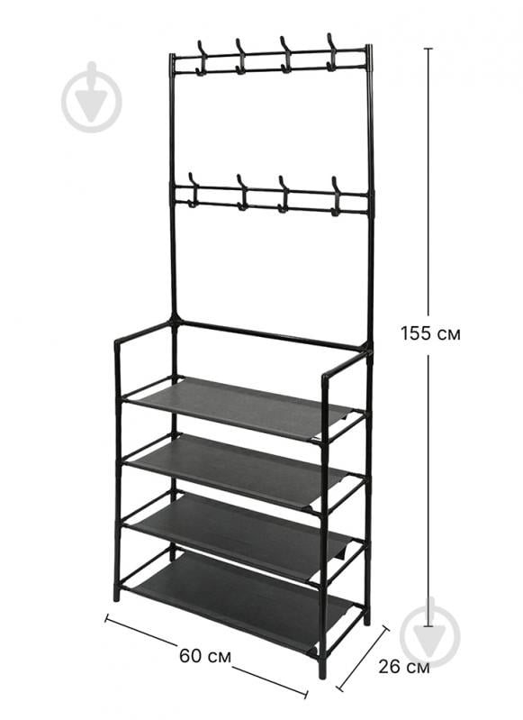 Вешалка-стойка для одежды Fabrika FK-WH3011 TALL с полками 60x26x155 см черный - фото 3 Вешалка-стойка для одежды Fabrika FK-WH3011 TALL с полками 60x26x155 см черный - фото 3