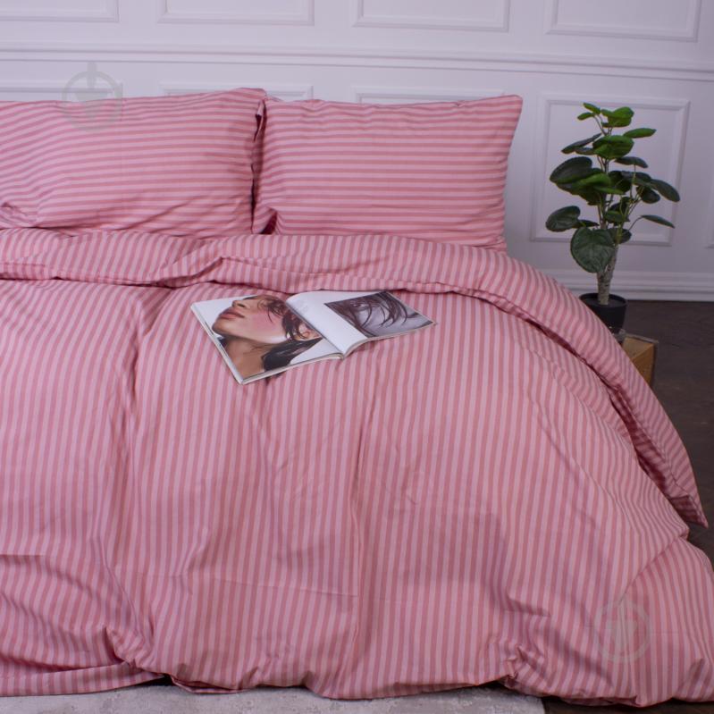 Комплект постільної білизни Бязь 17-0607 Stripe Pink 220х240 см рожевий MirSon - фото 2