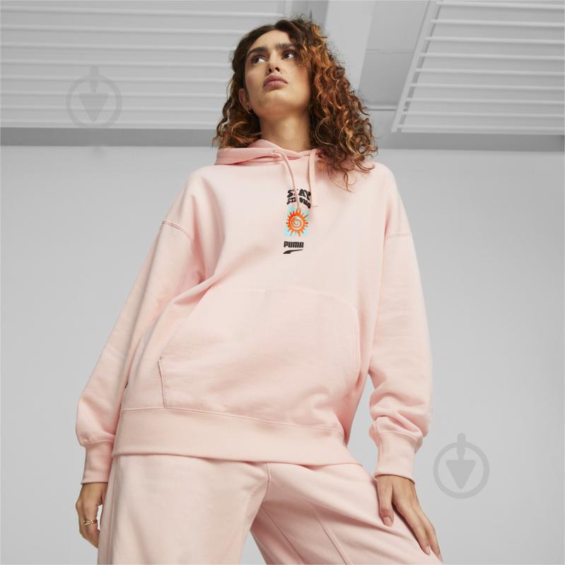 Джемпер Puma DOWNTOWN OVERSIZED GRAPHIC HOODIE TR 53836366 р.XL оранжевый - фото 3