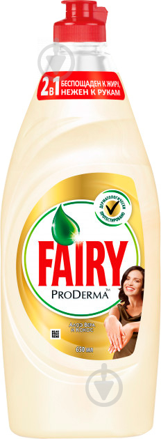 Средство для ручного мытья посуды Fairy ProDerma Алоэ Вера и Кокос 0,65 л - фото 1