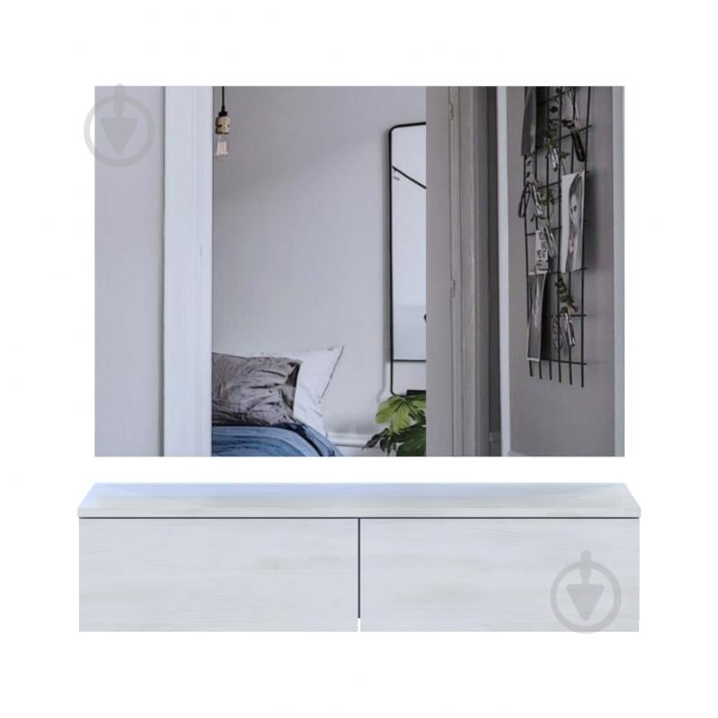 Тумба навісна Doros Левія з дзеркалом 1000x1000x320 мм біле дерево/білий - фото 3 Тумба навісна Doros Левія з дзеркалом 1000x1000x320 мм біле дерево/білий - фото 3