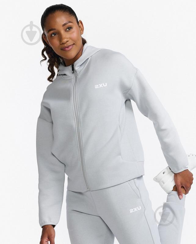 Джемпер 2XU Commute Full Zip Hoodie WR7078a_HBM/WHT р.XS серый - фото 4