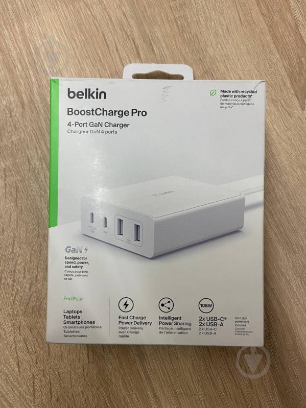 УЦІНКА! Мережевий зарядний пристрій Belkin Home Charger 108W GAN Dual USB-С/USB-A (УЦ №2291) - фото 10