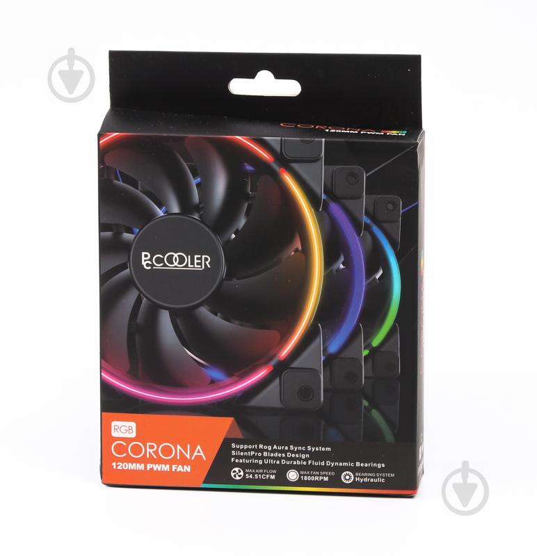 Вентилятор для корпуса PcCooler CORONA RGB, 120 mm RGB, Hydraulic Bearing, 4Pin - фото 5