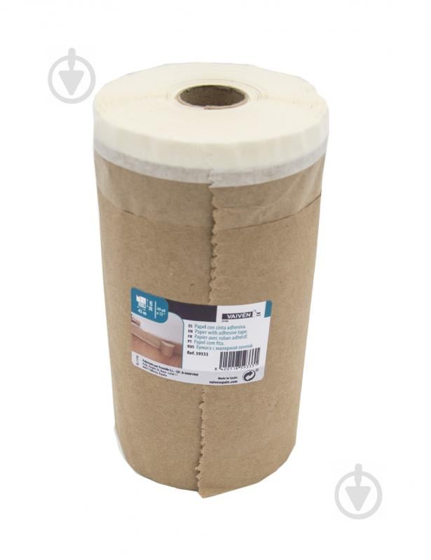 Папір захисний із малярною стрічкою VAIVEN Masking Paper 300 мм x 45 м - фото 1