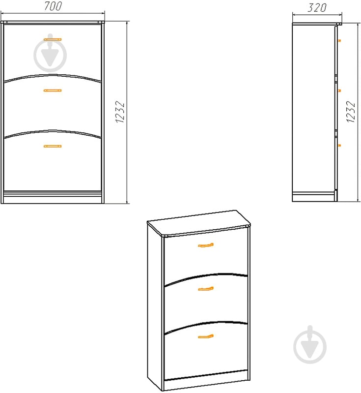 Тумба для взуття Компаніт ТО-3Б 700x320x1232 мм горіх - фото 3