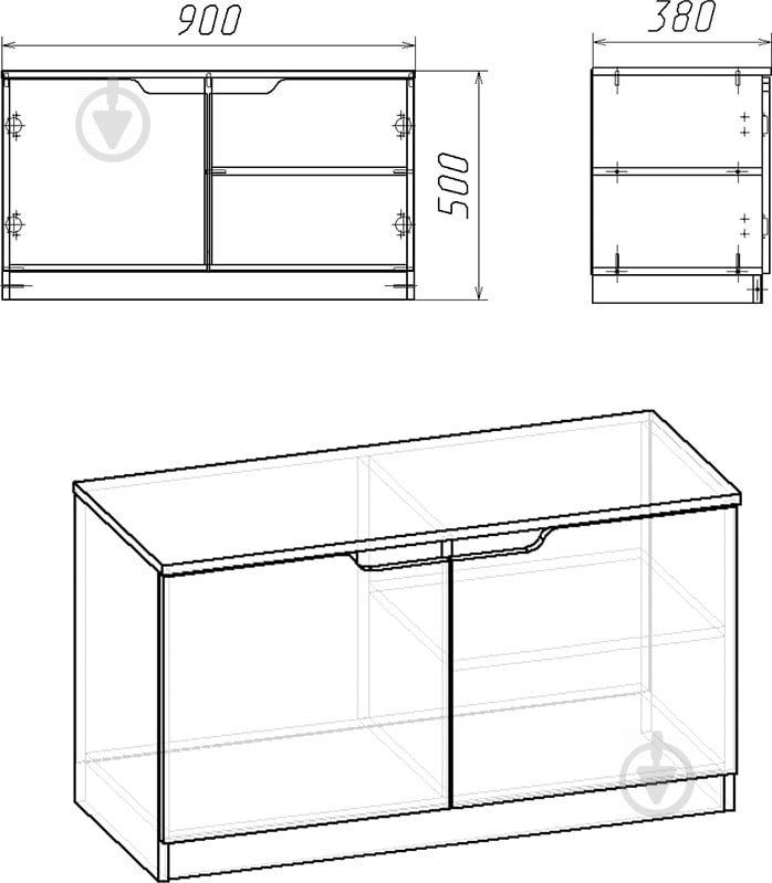 Тумба для обуви Компанит ТО-13 900x380x500 мм /венге - фото 2