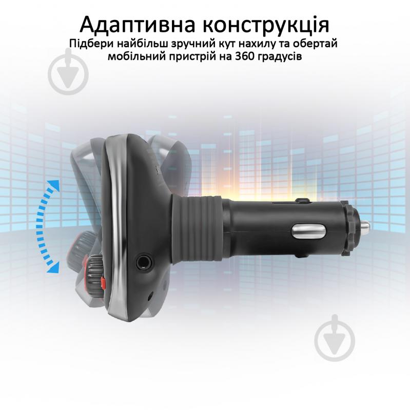 FM-трансмітер Promate SmarTune-3 Bluetooth/AUX/SD/USB 2xUSB 3.4 A Black - фото 6