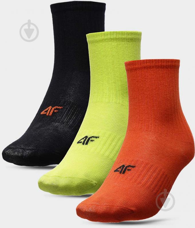 Шкарпетки 4F SOCKS CAS M057 (3pack) 4FJAW22USOCM057-92S р.36-38 чорний/жовтий/помаранчевий 3 пари шт. - фото 1