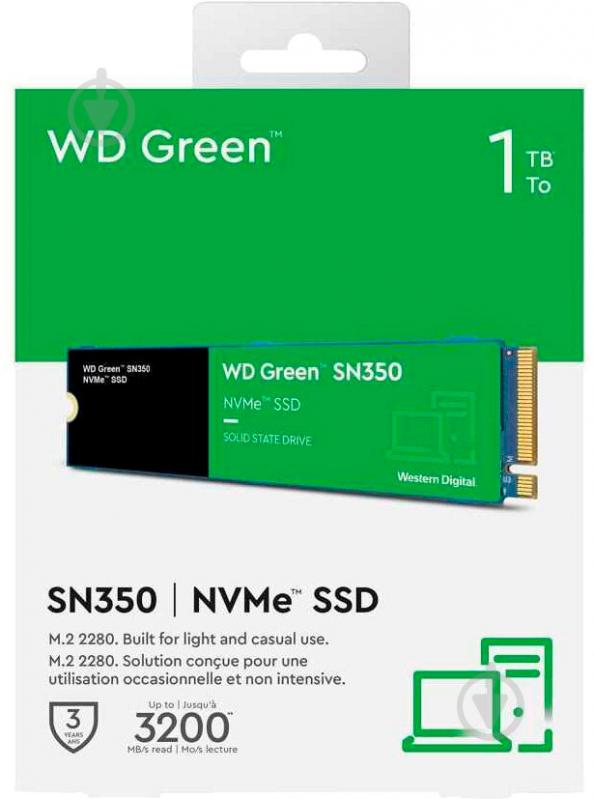 SSD-накопитель Western Digital Green SN350 1024GB M.2 PCI Express 3.0 x4 3D QLC NAND (WDS100T3G0C) - фото 4