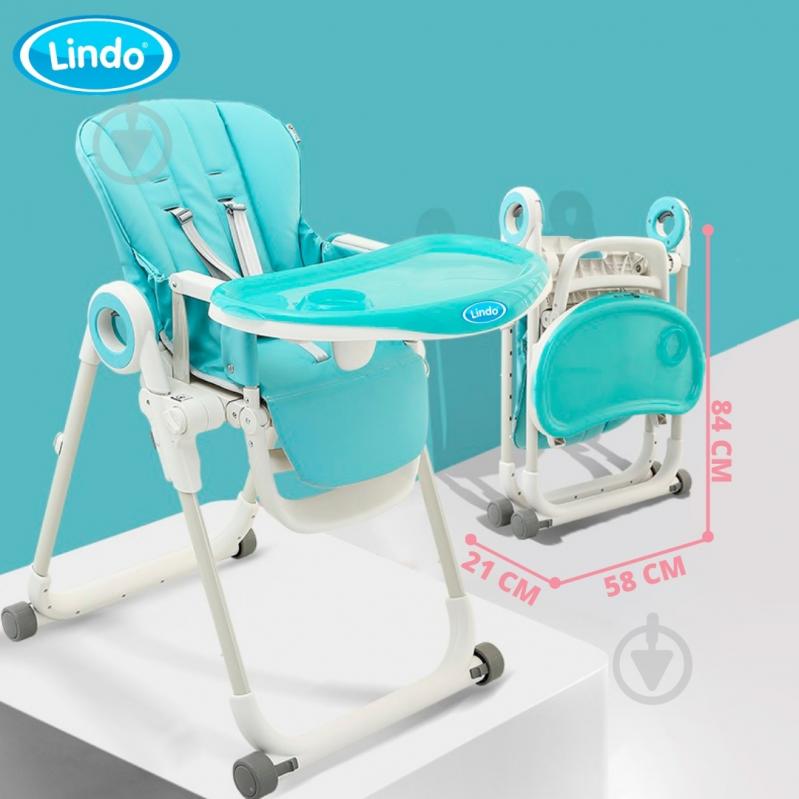 Стільчик для годування Lindo синій 174 blue - фото 1