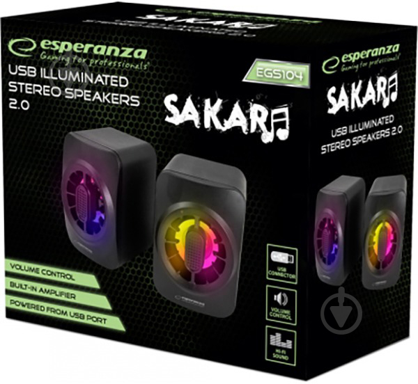 Акустика Esperanza Led Rainbow Sakara 2.0 black (EGS104) - фото 2