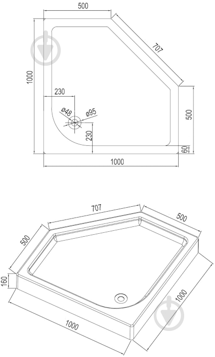 Поддон душевой Eger Iris 100х100х16 см с сифоном - фото 2