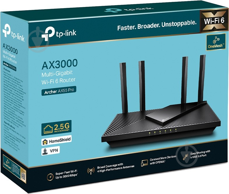 Маршрутизатор беспроводной TP-Link Archer AX55 Pro - фото 4