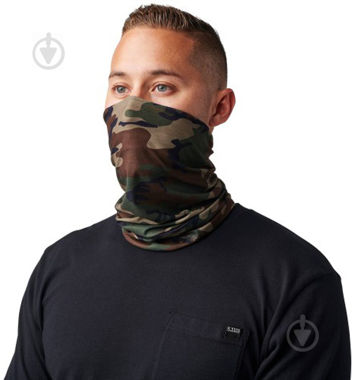 Мультифункциональный головной убор 5.11 Tactical БАФ Halo Neck Gaiter Woodland - фото 2