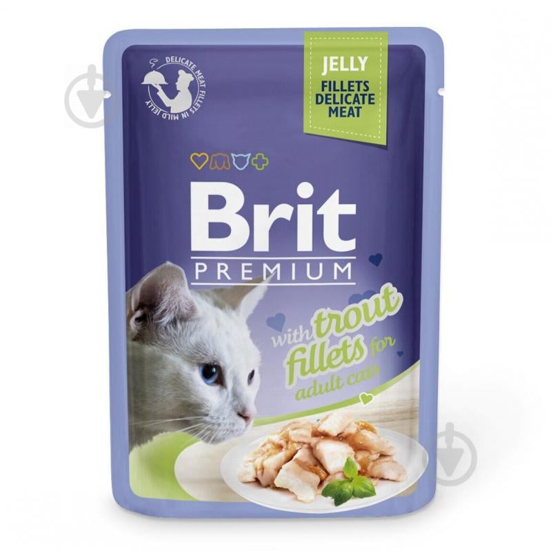 Консерва Brit Premium для котів філе форелі в желе пауч 85 г - фото 1