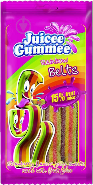 Конфеты жевательные Juicee Gummee Радужные ремешки 85 г (2222205409015) - фото 1